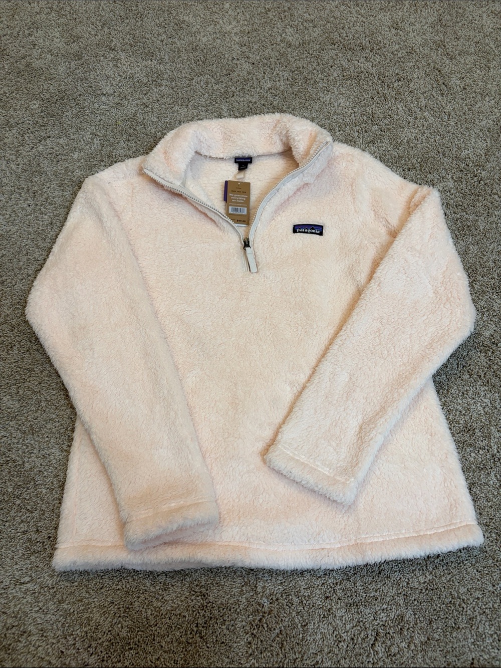 Patagonia Women's Pale Pink Cozy Quarter Zip Fleece Pullover